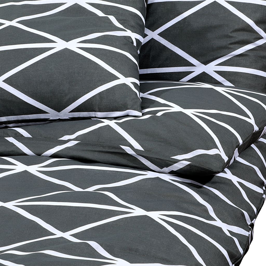 Set Copripiumino Grigio 140X200 Cm In Cotone Grigio Scuro E Bianco