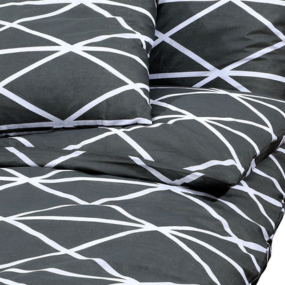 Set Copripiumino Grigio 140X200 Cm In Cotone Grigio Scuro E Bianco