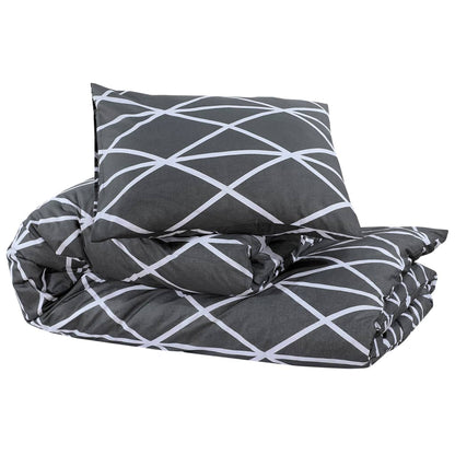 Set Copripiumino Grigio 260X240 Cm In Cotone Grigio Scuro E Bianco