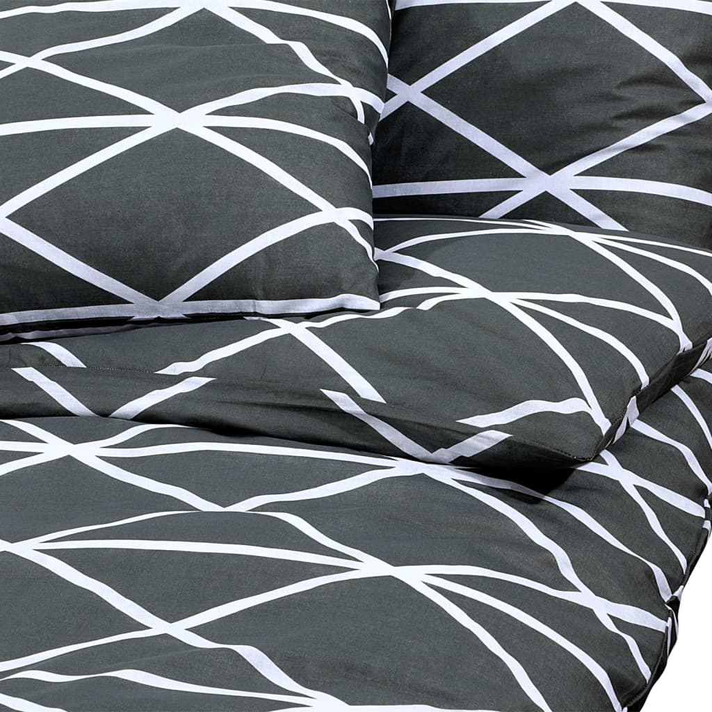 Set Copripiumino Grigio 260X220 Cm In Cotone Grigio Scuro E Bianco