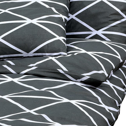 Set Copripiumino Grigio 260X220 Cm In Cotone Grigio Scuro E Bianco