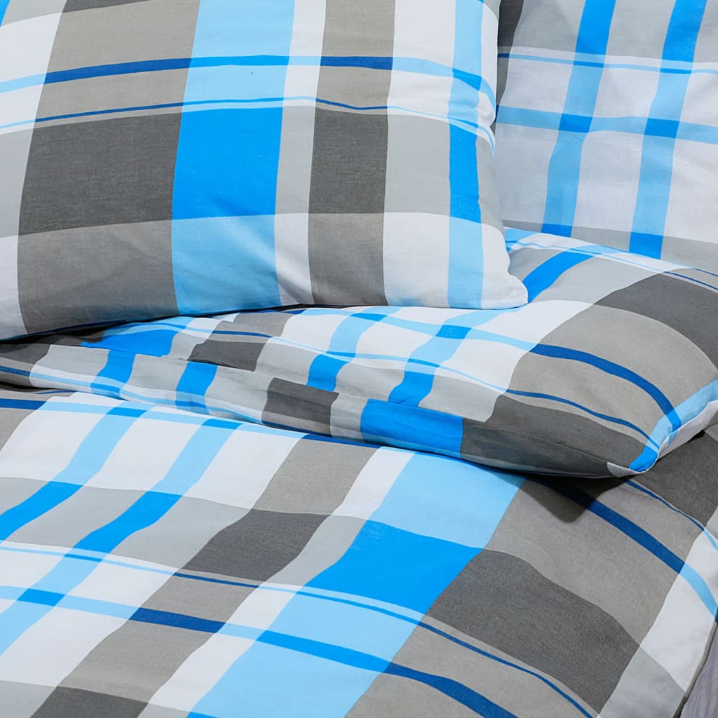 Set Copripiumino 200X200 Cm In Cotone Blu E Grigio