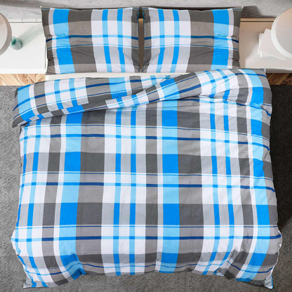 Set Copripiumino 240X220 Cm In Cotone Blu E Grigio
