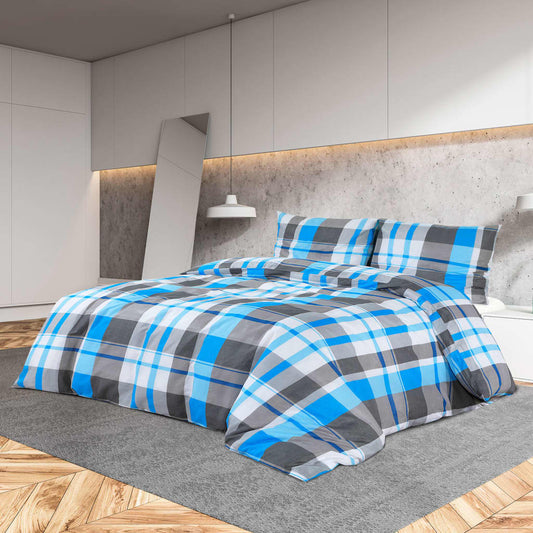 Set Copripiumino 260X240 Cm In Cotone Blu E Grigio
