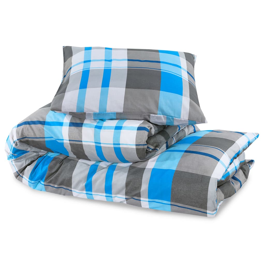 Set Copripiumino 200X220 Cm In Cotone Blu E Grigio