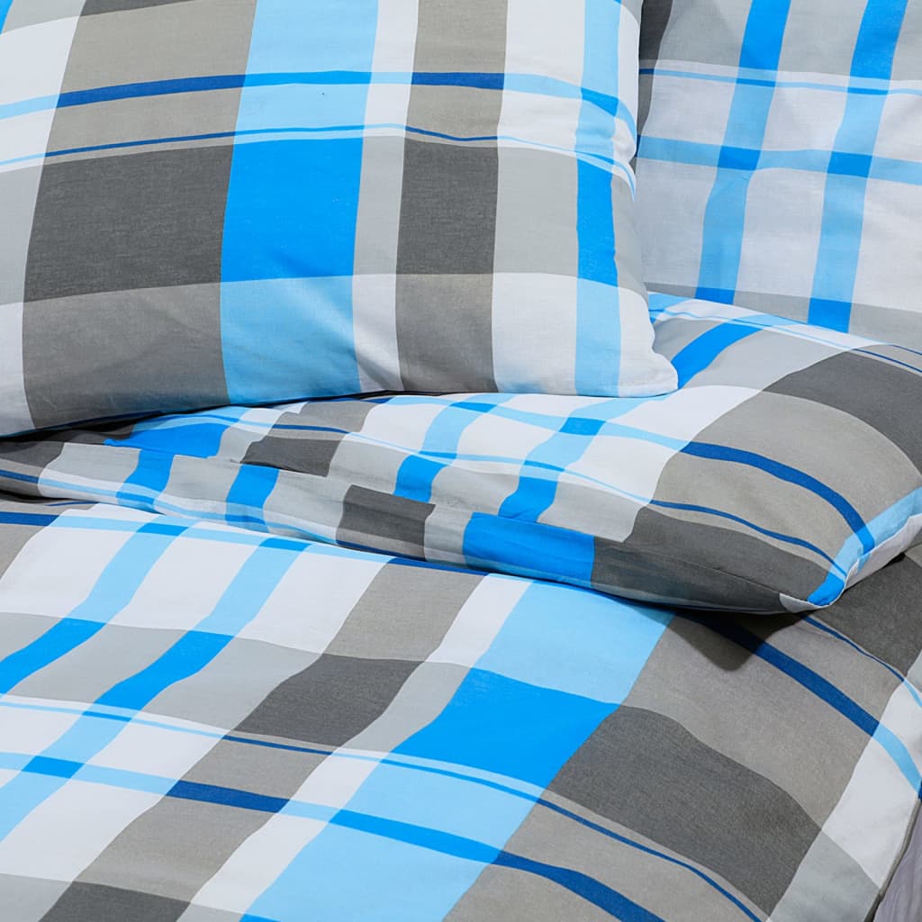 Set Copripiumino 200X220 Cm In Cotone Blu E Grigio