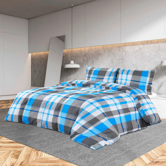 Set Copripiumino 200X220 Cm In Cotone Blu E Grigio