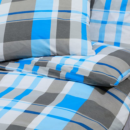 Set Copripiumino 260X220 Cm In Cotone Blu E Grigio
