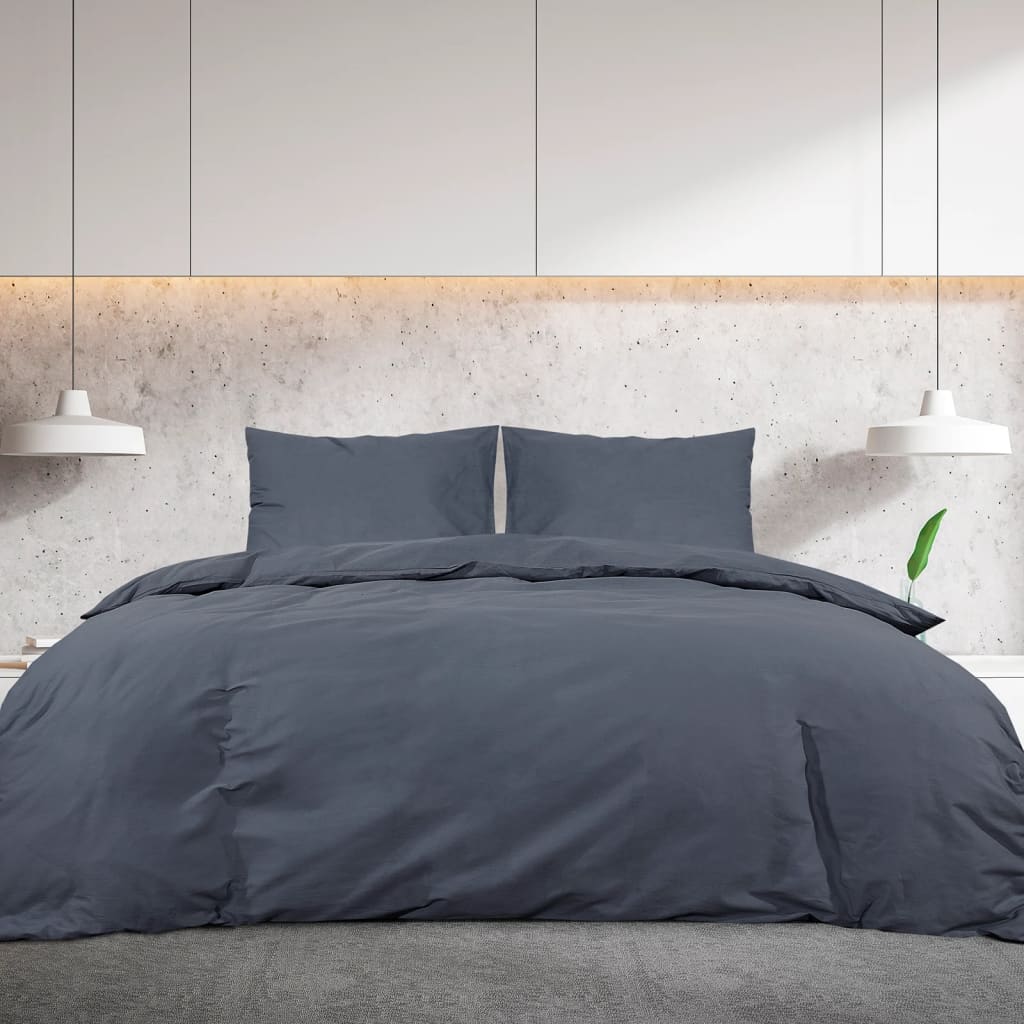 Set Copripiumino 260X240 Cm In Cotone Antracite