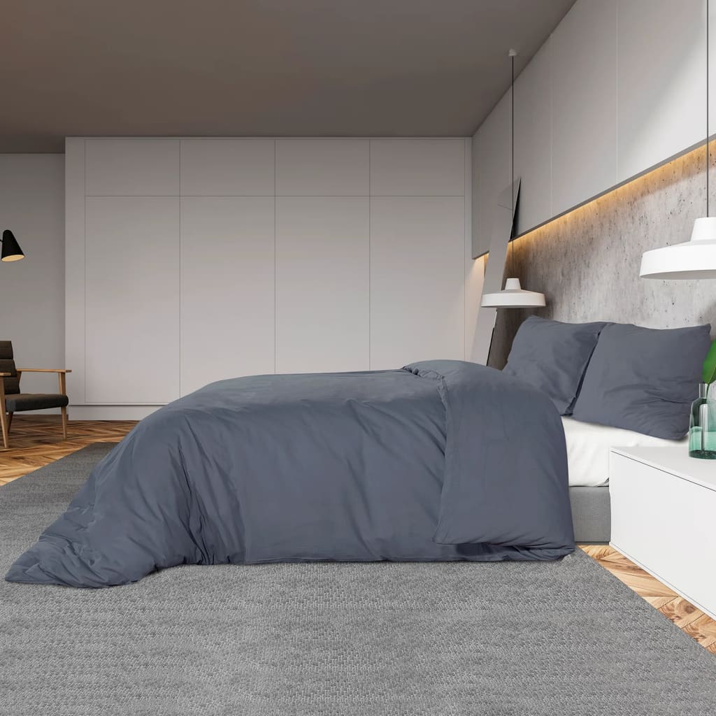 Set Copripiumino 260X240 Cm In Cotone Antracite