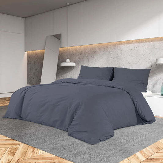 Set Copripiumino 200X220 Cm In Cotone Antracite