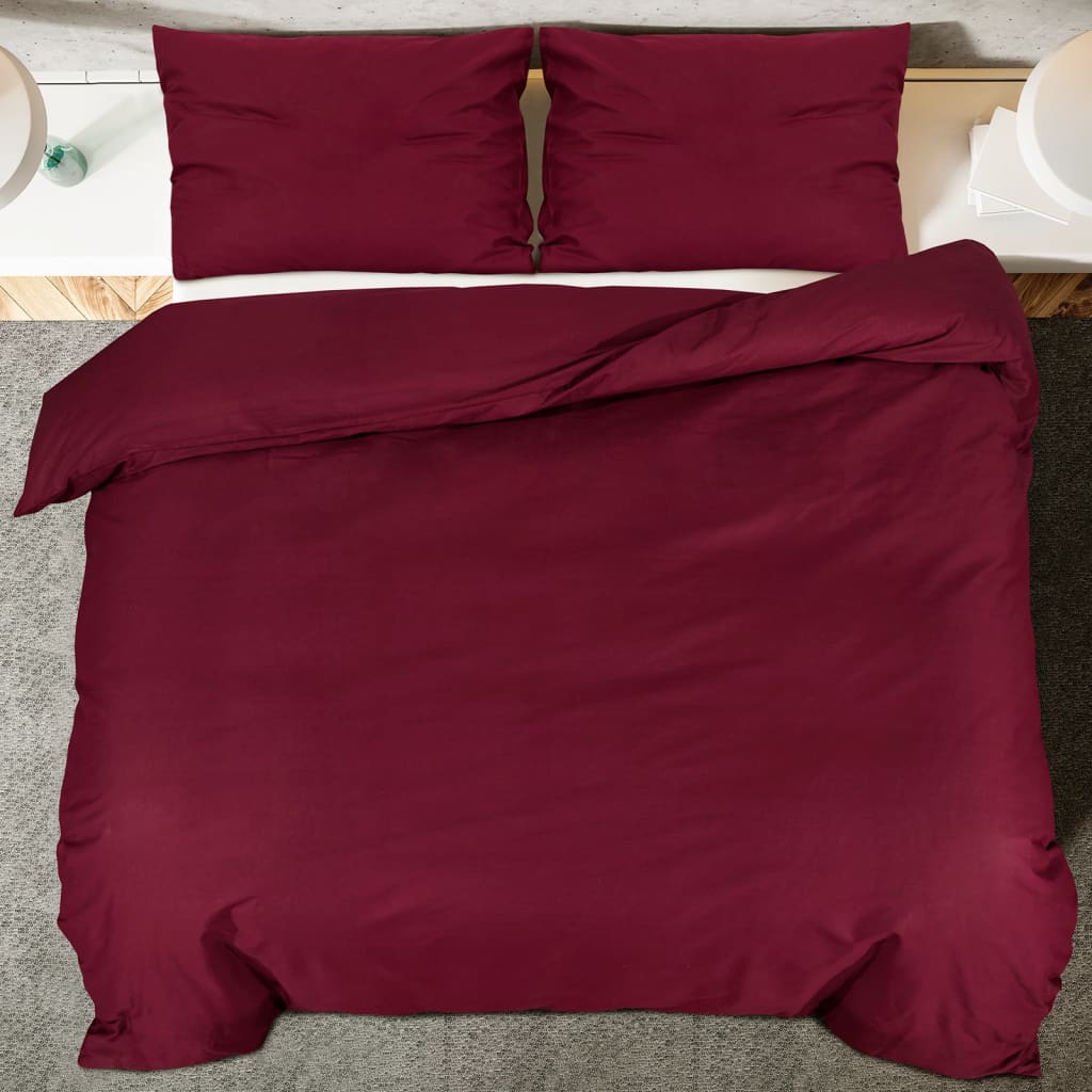 Set Copripiumino Bordò 240X220 Cm In Cotone Rosso