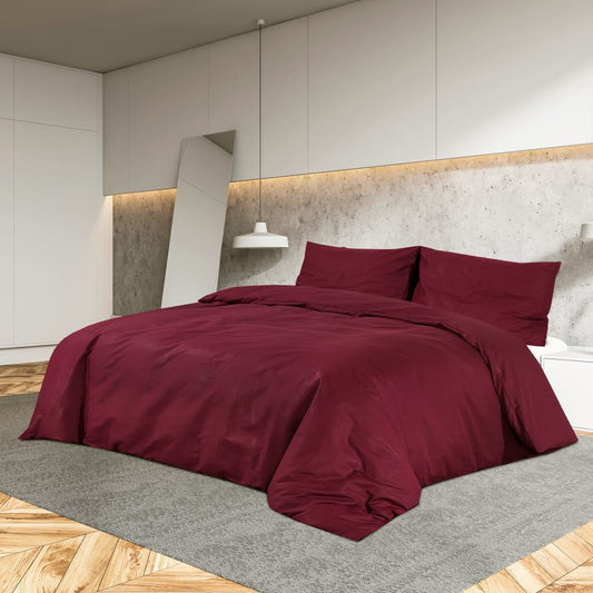 Set Copripiumino Bordò 220X240 Cm In Cotone Rosso