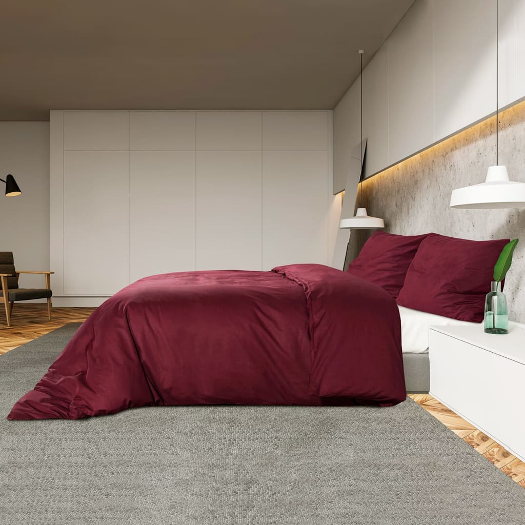 Set Copripiumino Bordò 140X200 Cm In Cotone Rosso