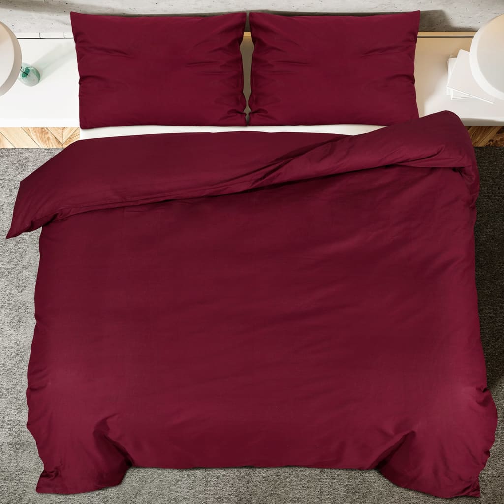 Set Copripiumino Bordò 140X200 Cm In Cotone Rosso