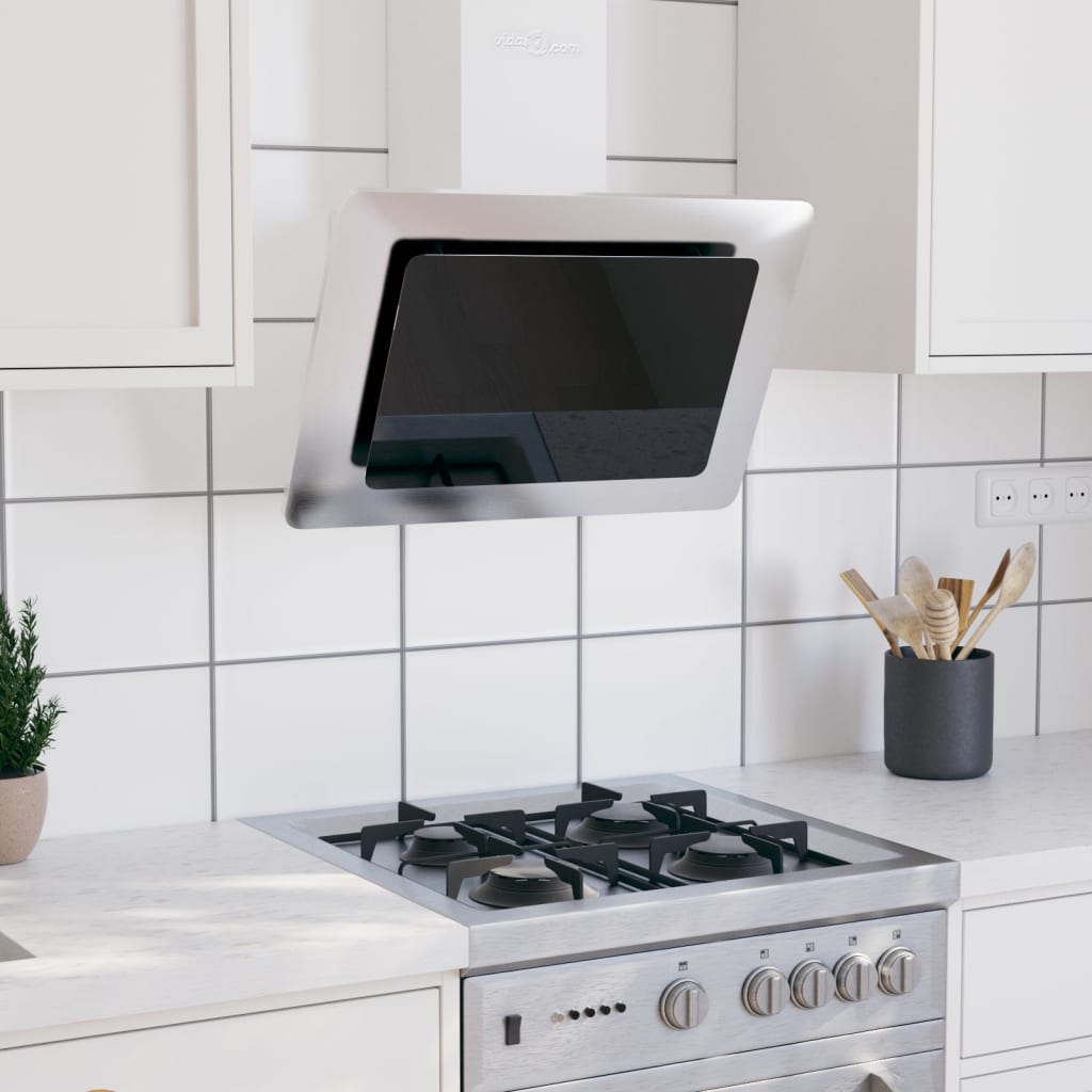 Cappa Parete 90 Cm Acciaio Inox E Vetro Temperato Lucido