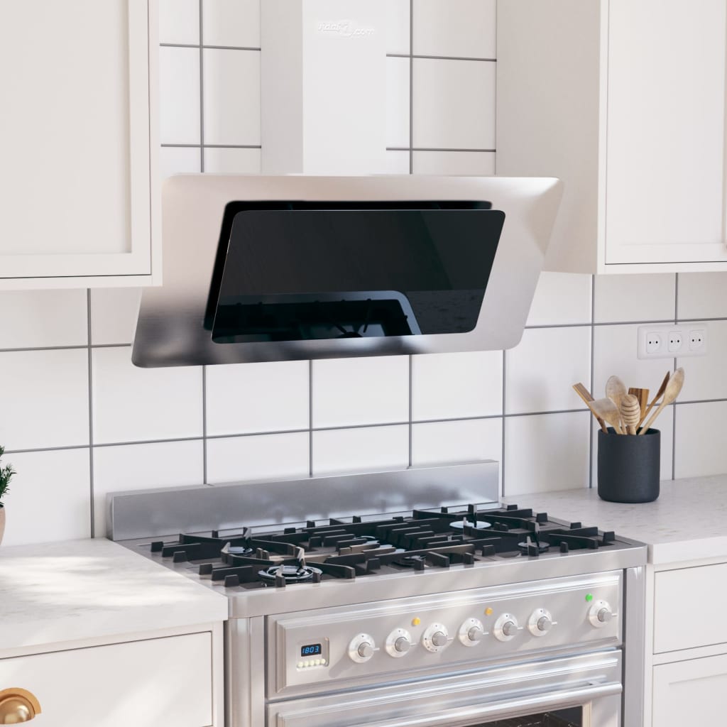 Cappa Parete 90 Cm Acciaio Inox E Vetro Temperato Lucido