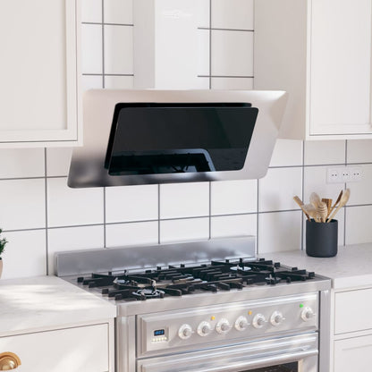 Cappa Parete 90 Cm Acciaio Inox E Vetro Temperato Lucido