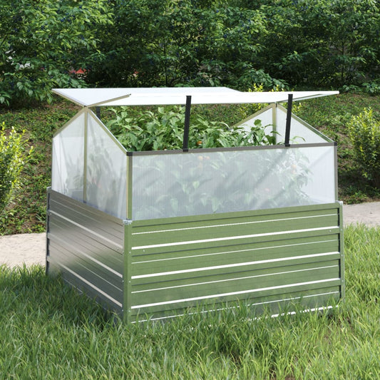 Letto Rialzato Da Giardino Con Serra 100X100X85 Cm Argento