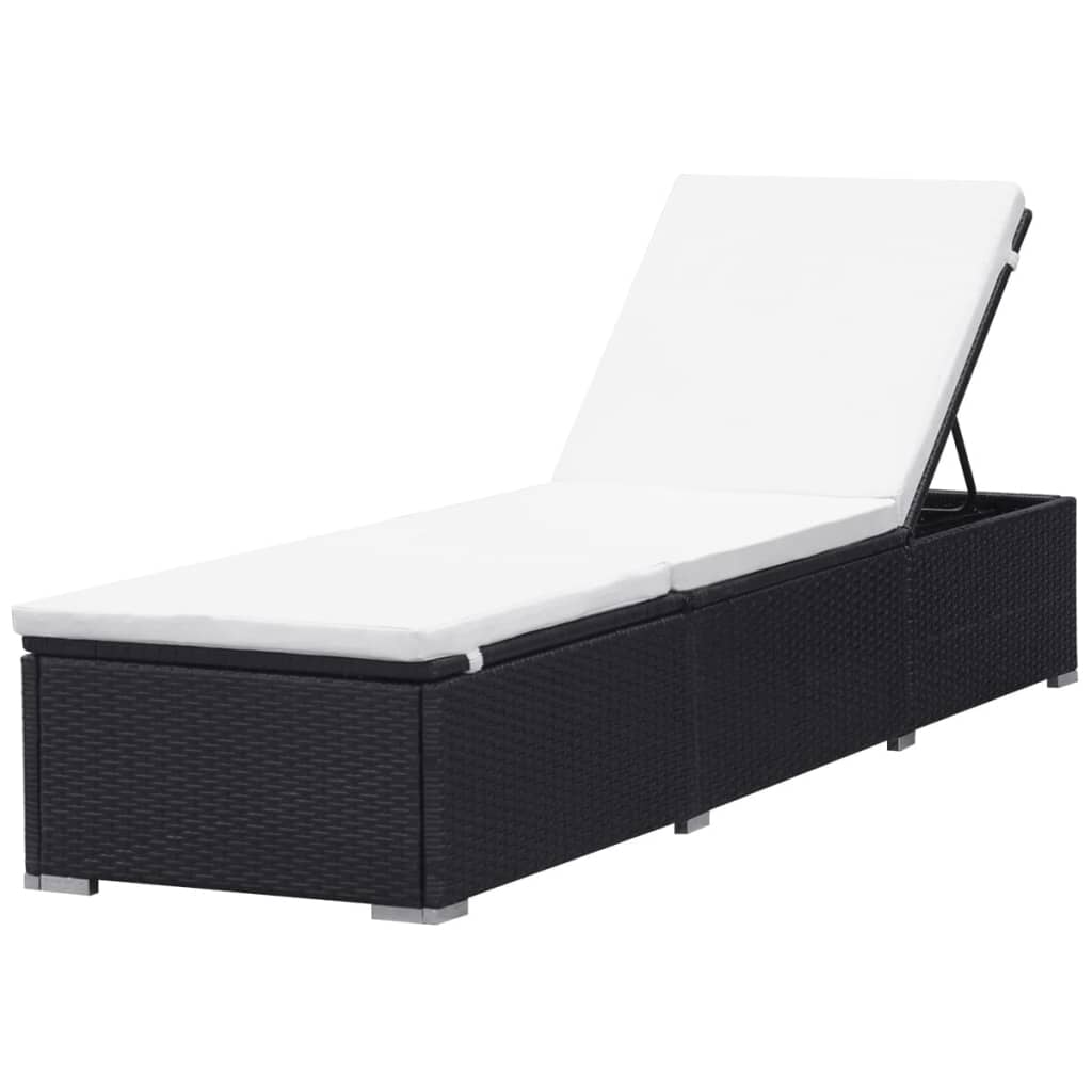 Lettino Prendisole Con Cuscino Bianco Crema In Polyrattan