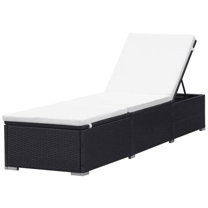 Lettino Prendisole Con Cuscino Bianco Crema In Polyrattan