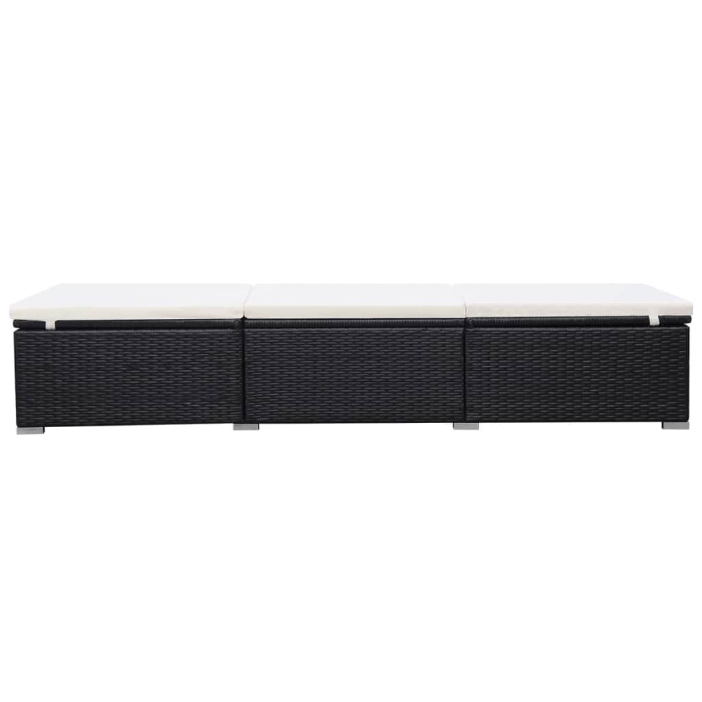 Lettino Prendisole Con Cuscino Bianco Crema In Polyrattan