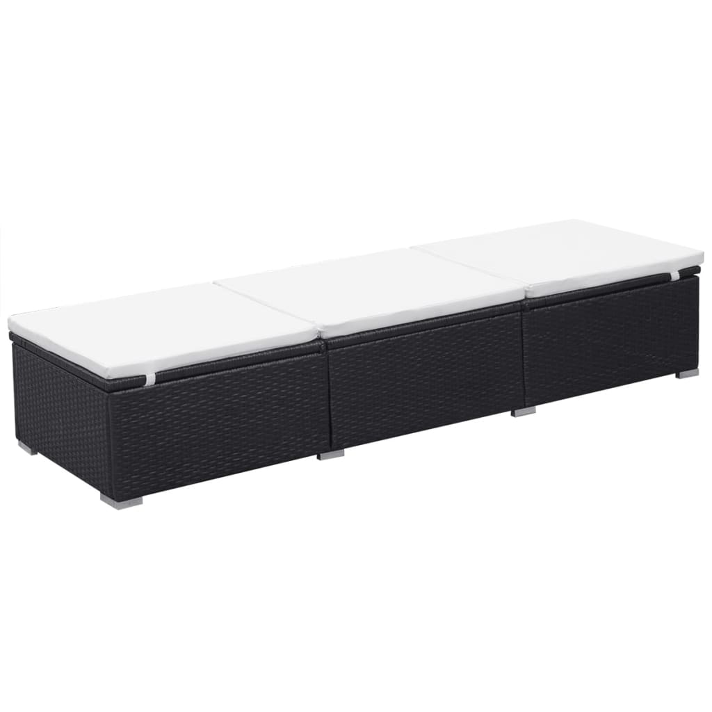 Lettino Prendisole Con Cuscino Bianco Crema In Polyrattan