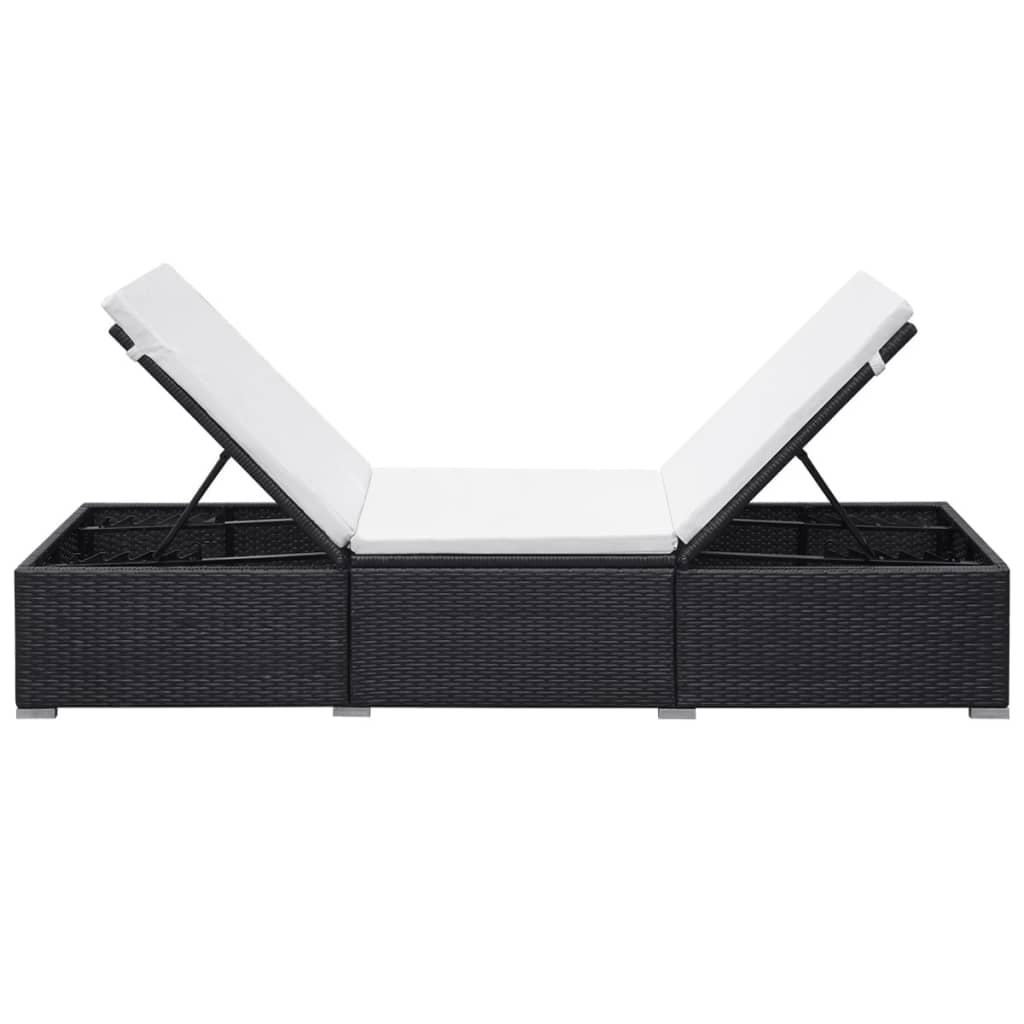 Lettino Prendisole Con Cuscino Bianco Crema In Polyrattan