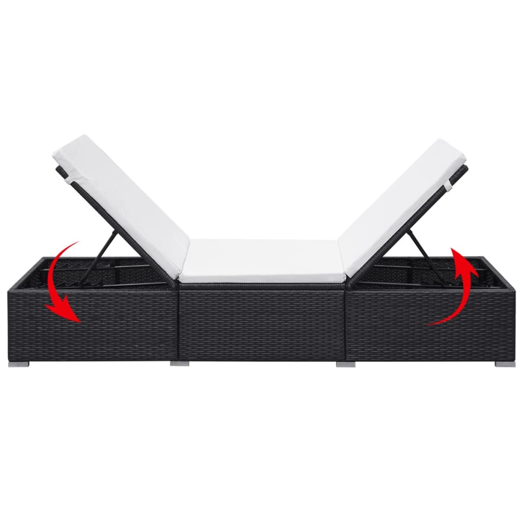Lettino Prendisole Con Cuscino Bianco Crema In Polyrattan