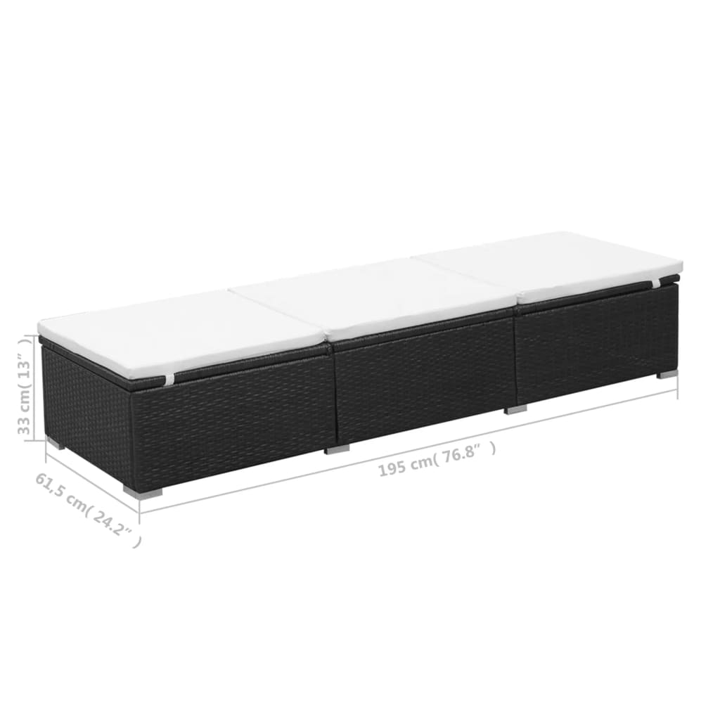 Lettino Prendisole Con Cuscino Bianco Crema In Polyrattan