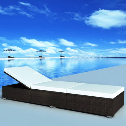 Lettino Prendisole Con Cuscino Bianco Crema In Polyrattan
