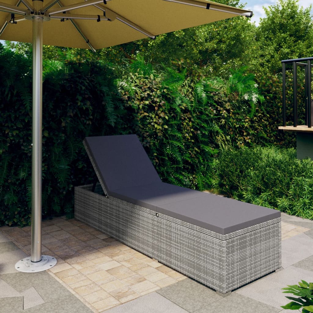 Lettino Prendisole Con Cuscino Bianco Crema In Polyrattan