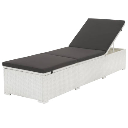 Lettino Prendisole Con Cuscino Bianco Crema In Polyrattan