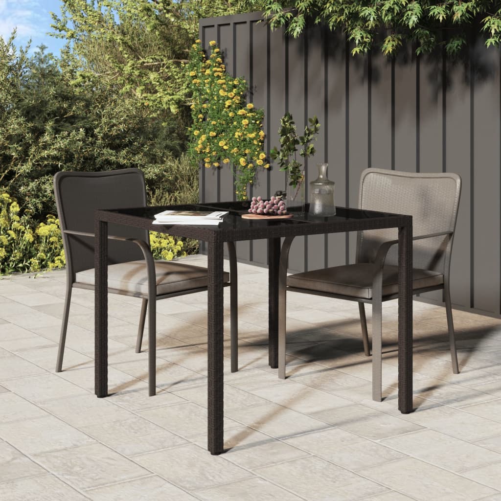 Tavolo Giardino 150X90X75Cm Vetro Temperato Polyrattan