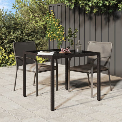 Tavolo Giardino 150X90X75Cm Vetro Temperato Polyrattan