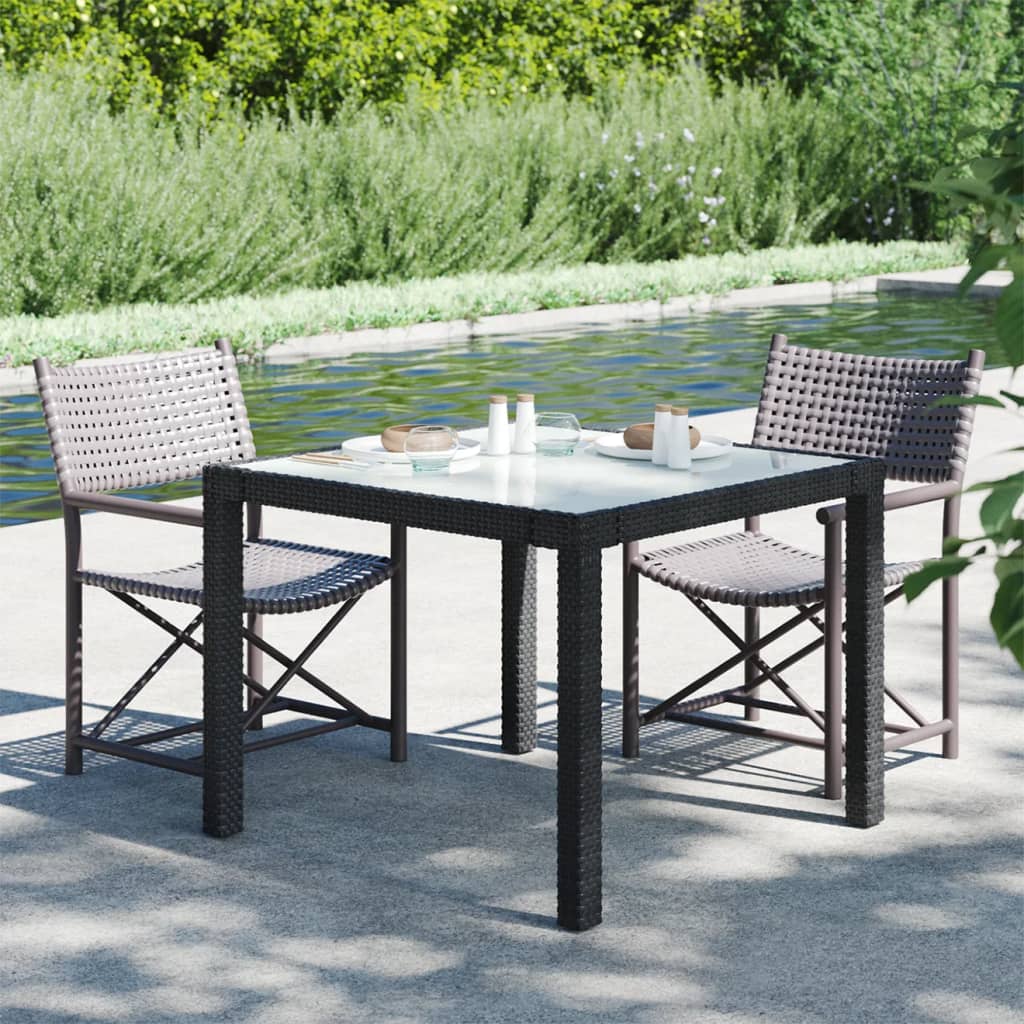 Tavolo Giardino 150X90X75Cm Vetro Temperato Polyrattan