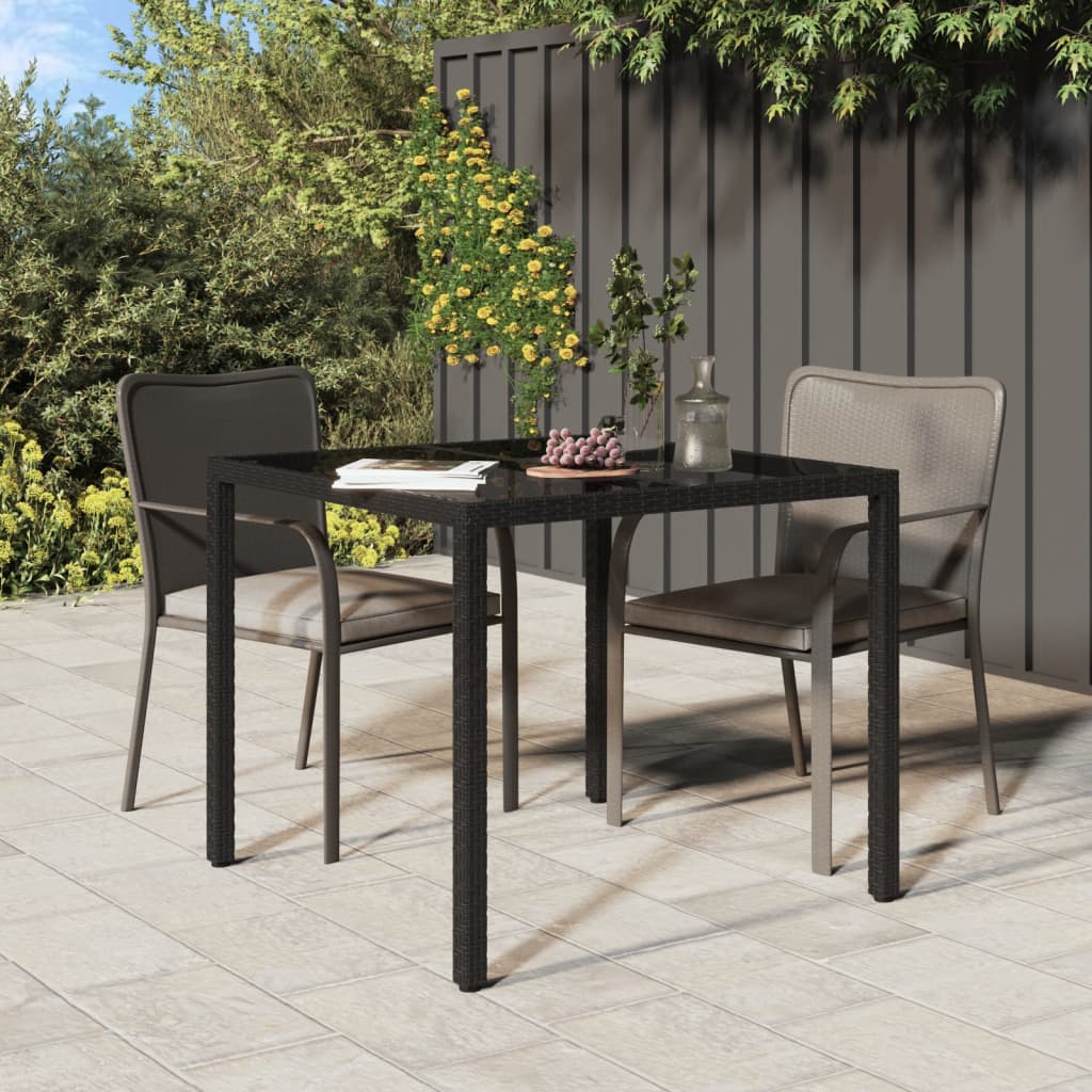 Tavolo Giardino 150X90X75Cm Vetro Temperato Polyrattan