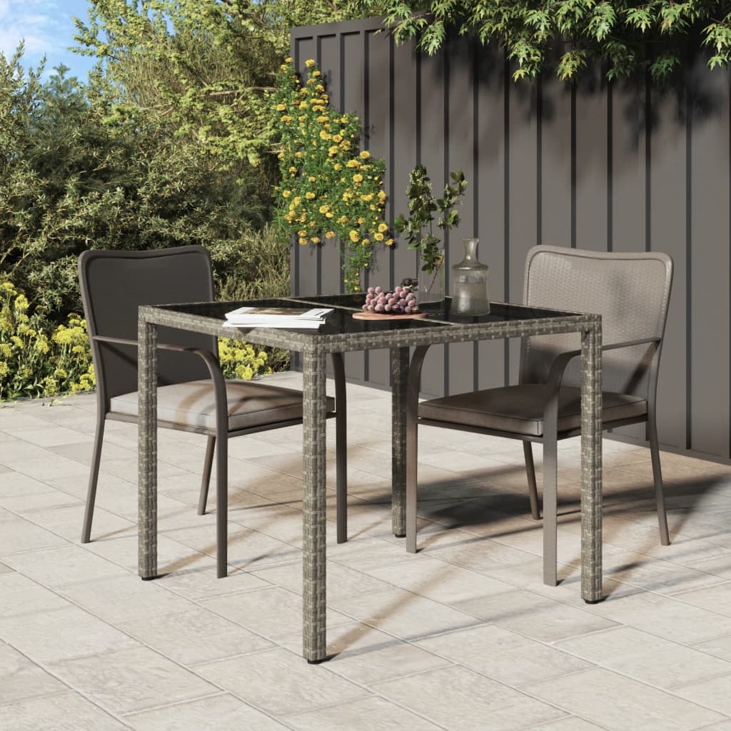 Tavolo Giardino 150X90X75Cm Vetro Temperato Polyrattan