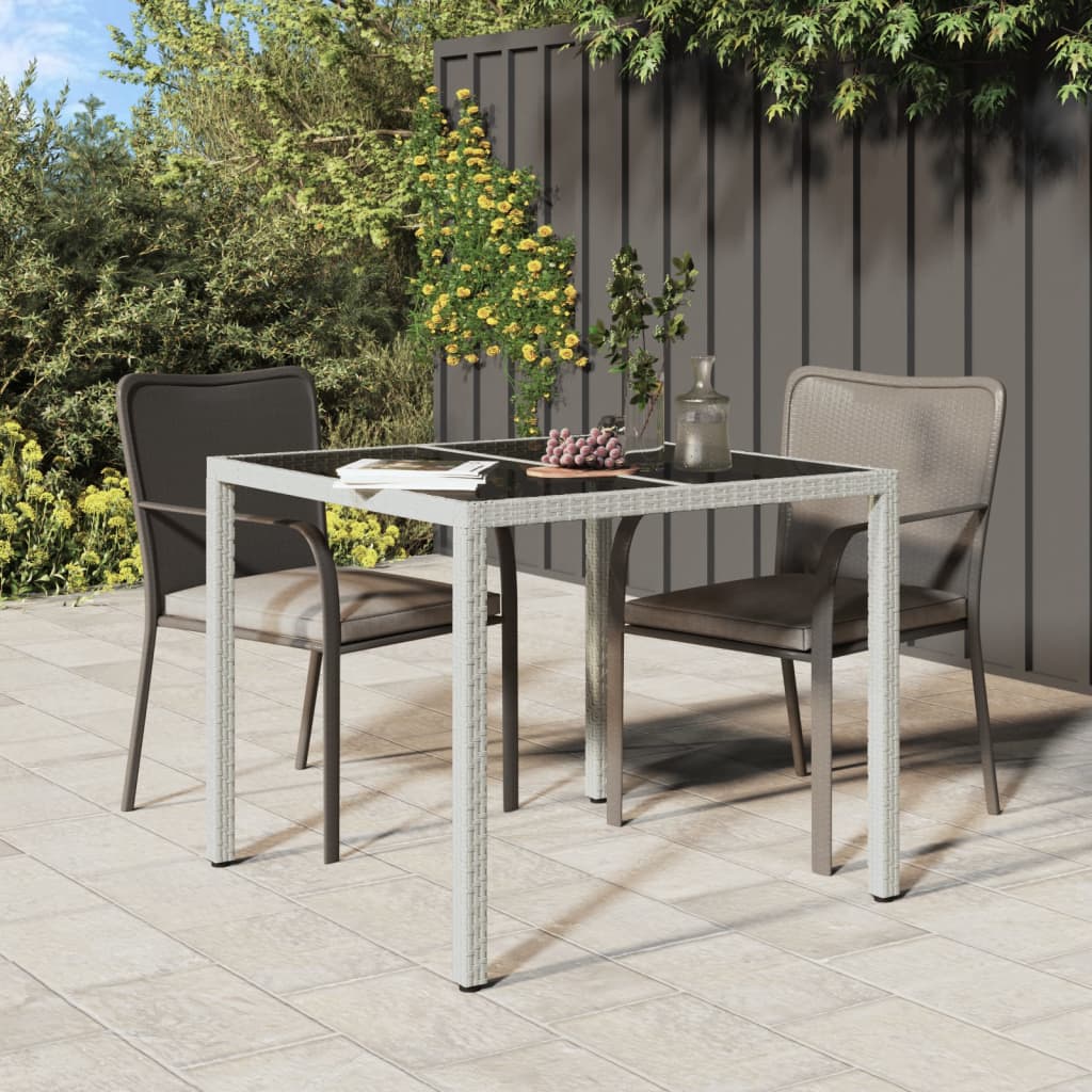 Tavolo Giardino 150X90X75Cm Vetro Temperato Polyrattan