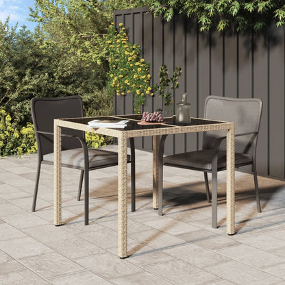 Tavolo Giardino 150X90X75Cm Vetro Temperato Polyrattan