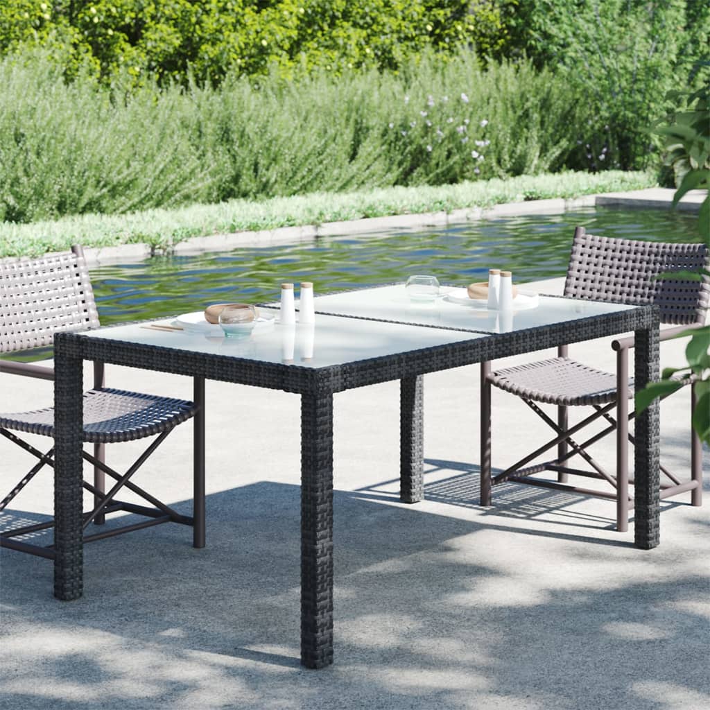 Tavolo Giardino 150X90X75Cm Vetro Temperato Polyrattan