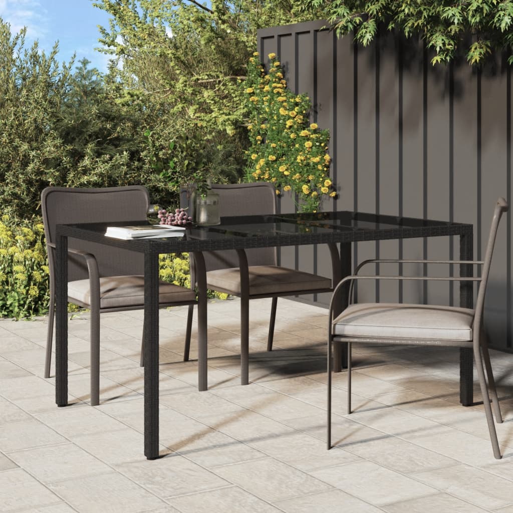 Tavolo Giardino 150X90X75Cm Vetro Temperato Polyrattan