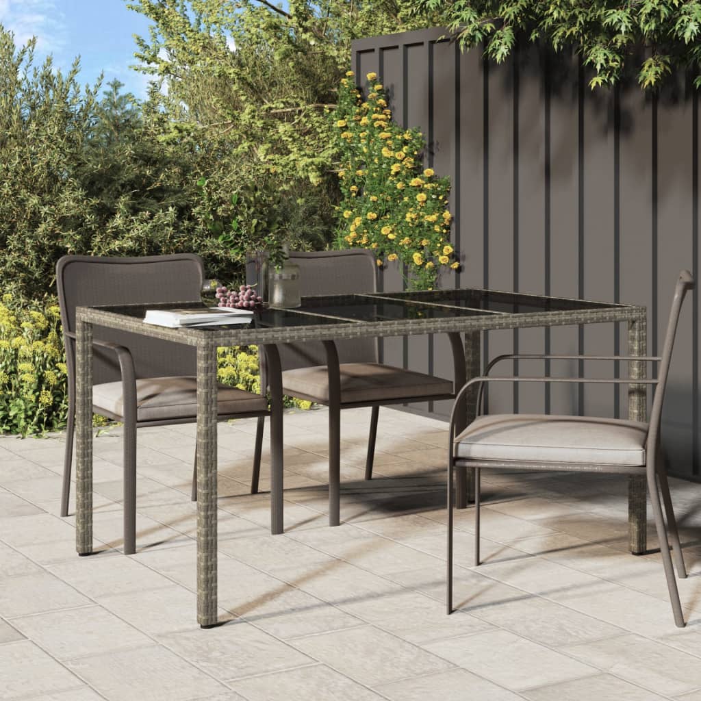 Tavolo Giardino 150X90X75Cm Vetro Temperato Polyrattan