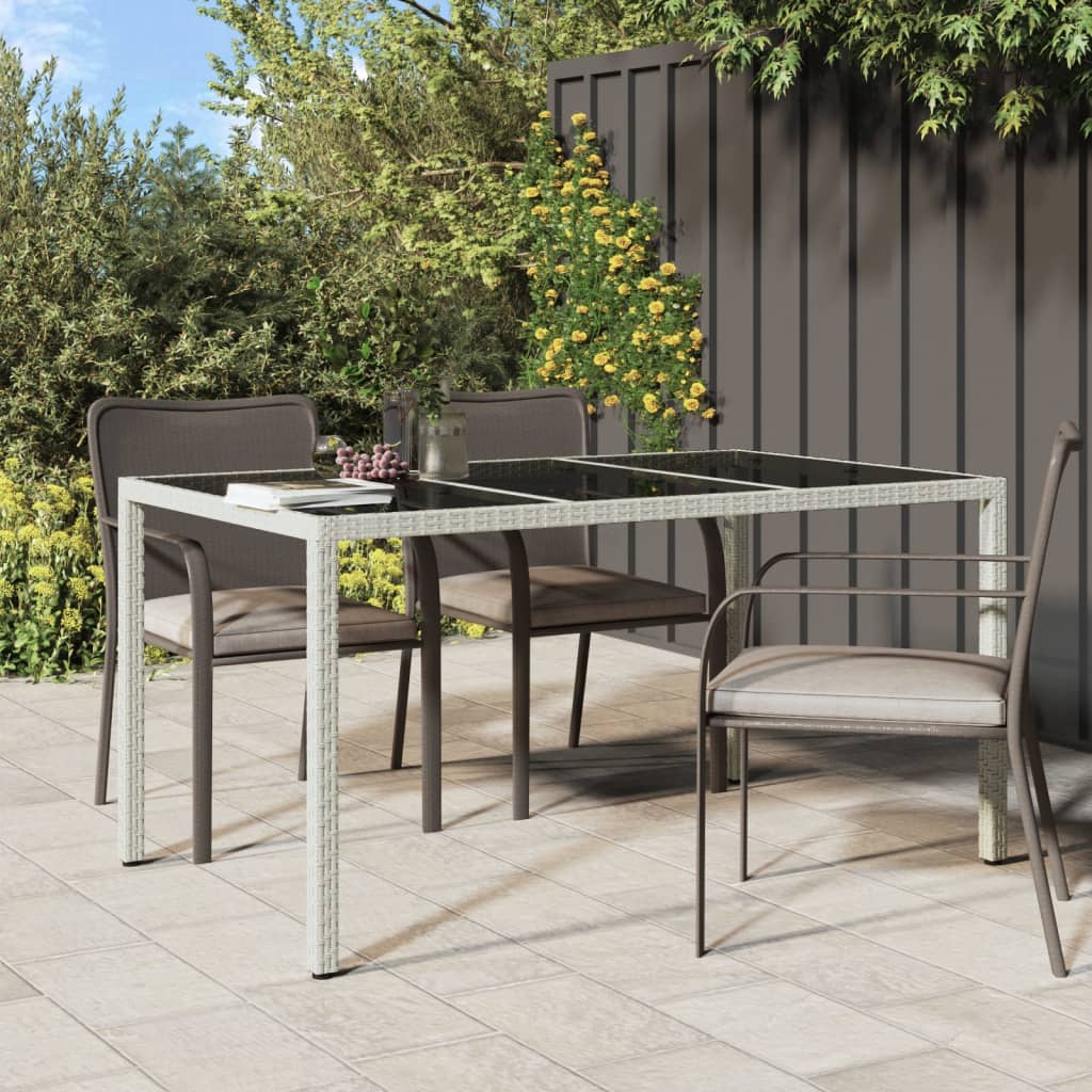 Tavolo Giardino 150X90X75Cm Vetro Temperato Polyrattan