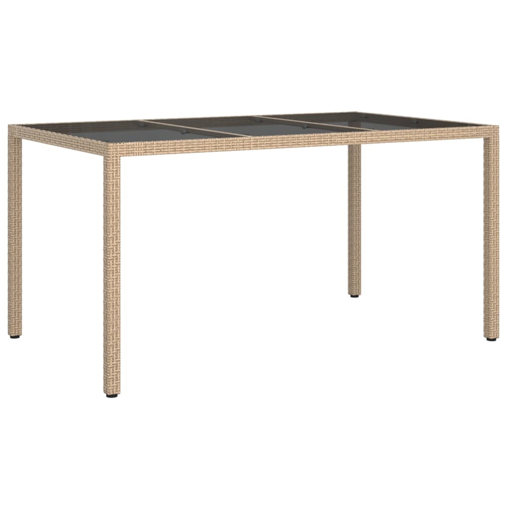 Tavolo Giardino 150X90X75Cm Vetro Temperato Polyrattan