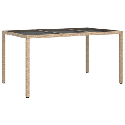 Tavolo Giardino 150X90X75Cm Vetro Temperato Polyrattan