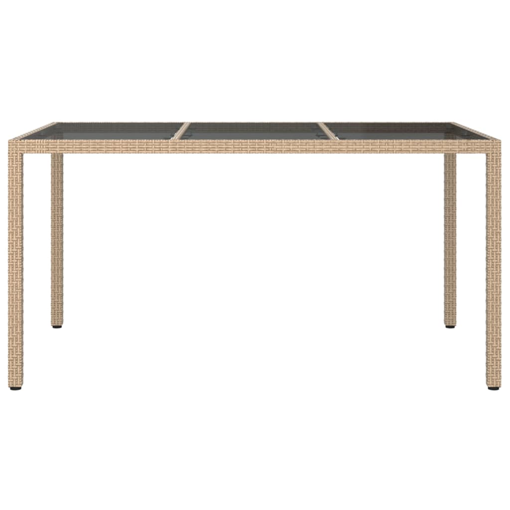 Tavolo Giardino 150X90X75Cm Vetro Temperato Polyrattan