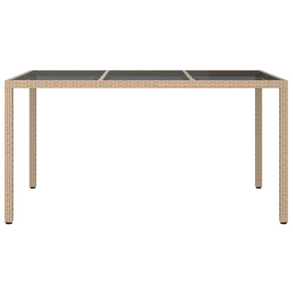 Tavolo Giardino 150X90X75Cm Vetro Temperato Polyrattan