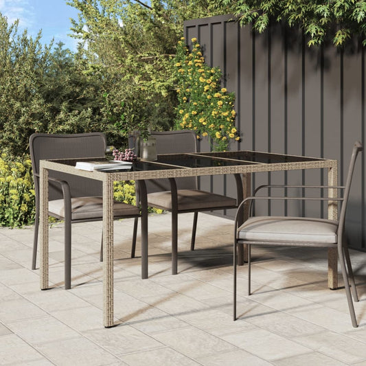 Tavolo Giardino 150X90X75Cm Vetro Temperato Polyrattan
