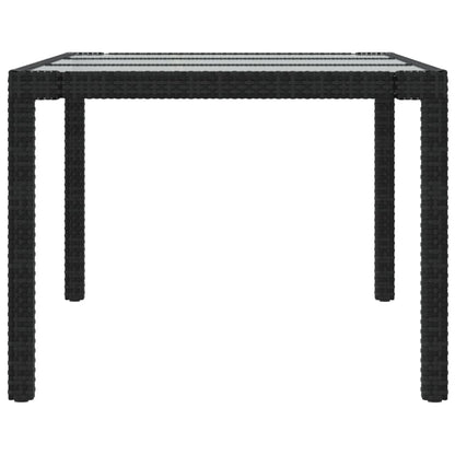 Tavolo Giardino Nero 190X90X75 Cm Vetro Temperato E Polyrattan